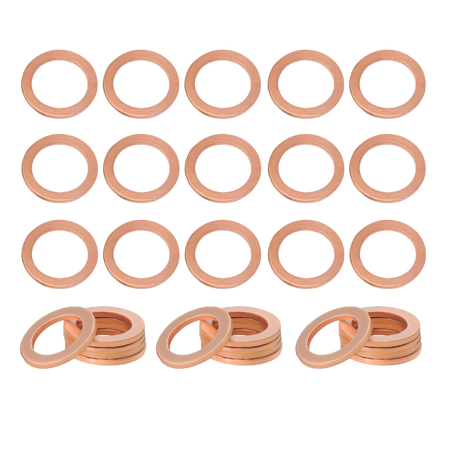 30PCS Oil Drain Plug Gasket, 14mm Cooper Crush Washer Oil Sealing Gaskets, Car Accessories Automotive Replacement Drain Plug Gaskets Compatible with OEM PN Part 007603-014106