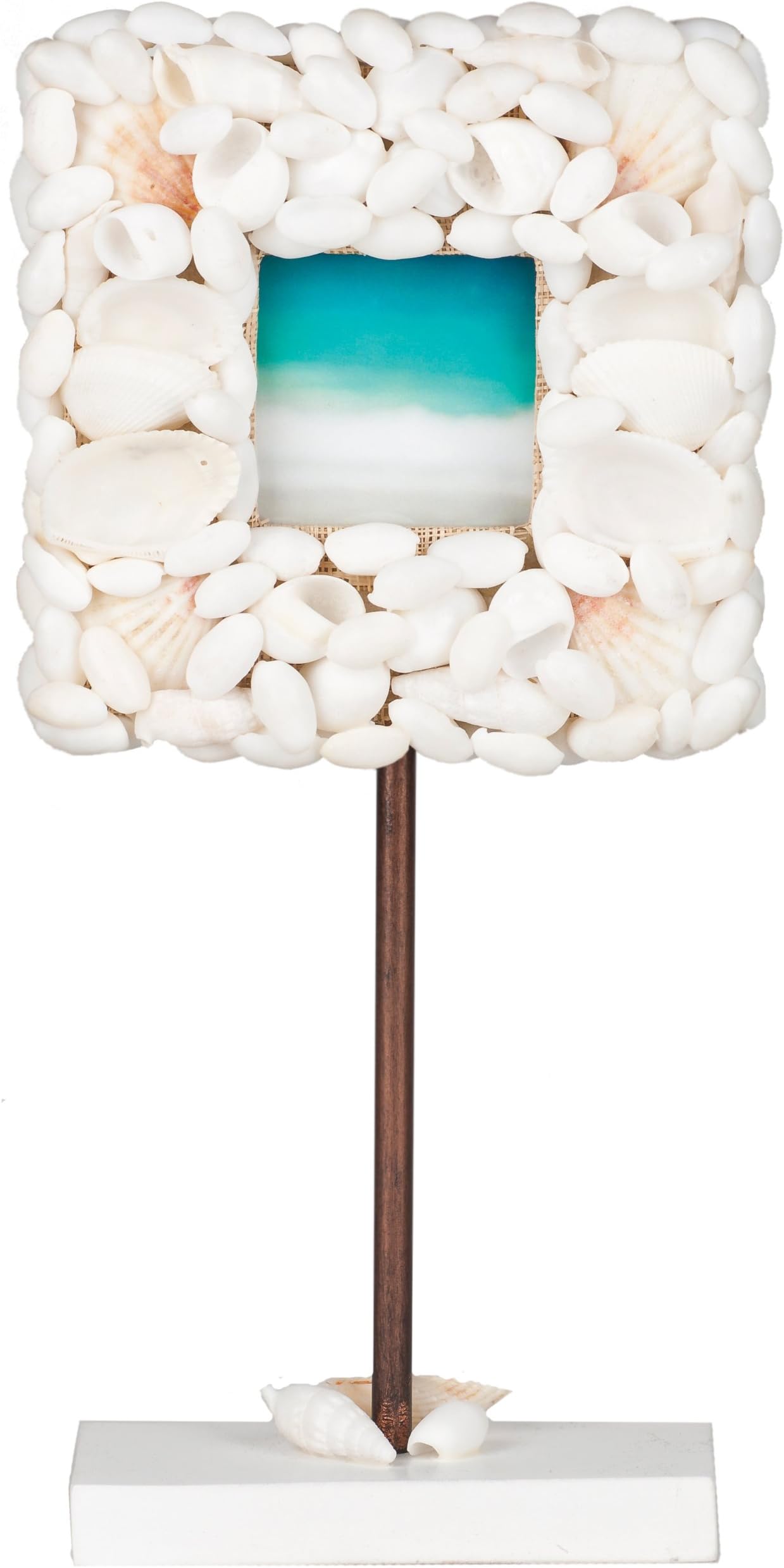 Terragrafics Palm Springs Shell Pedestal Picture Frame, 17-Inch, White