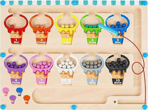 Juguetes para niños de 2 a 4 años, laberinto magnético de color y número, juguetes Montessori para niños de 2 a 3 años, rompecabezas de madera para