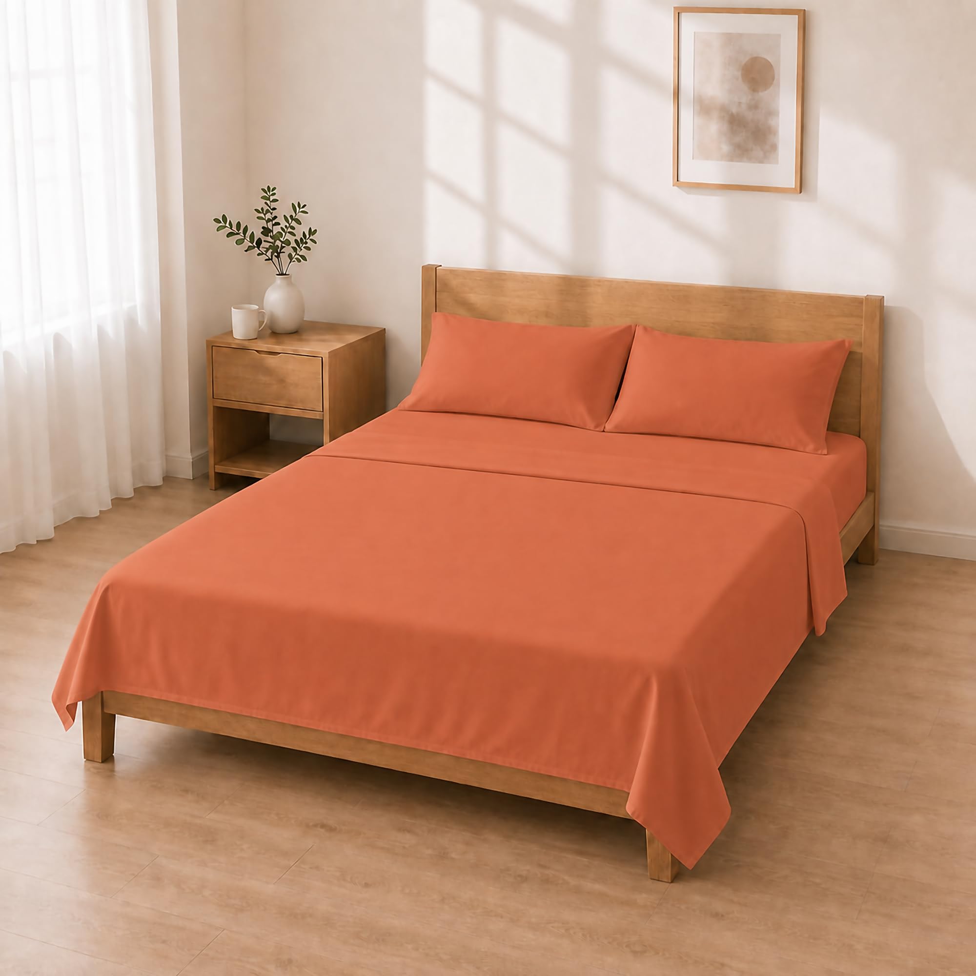 Microfibre Fitted Sheet Set 135 x 200 + 30 / 220 x 280 + 50 x 80 cm 2 Pieces, Orange