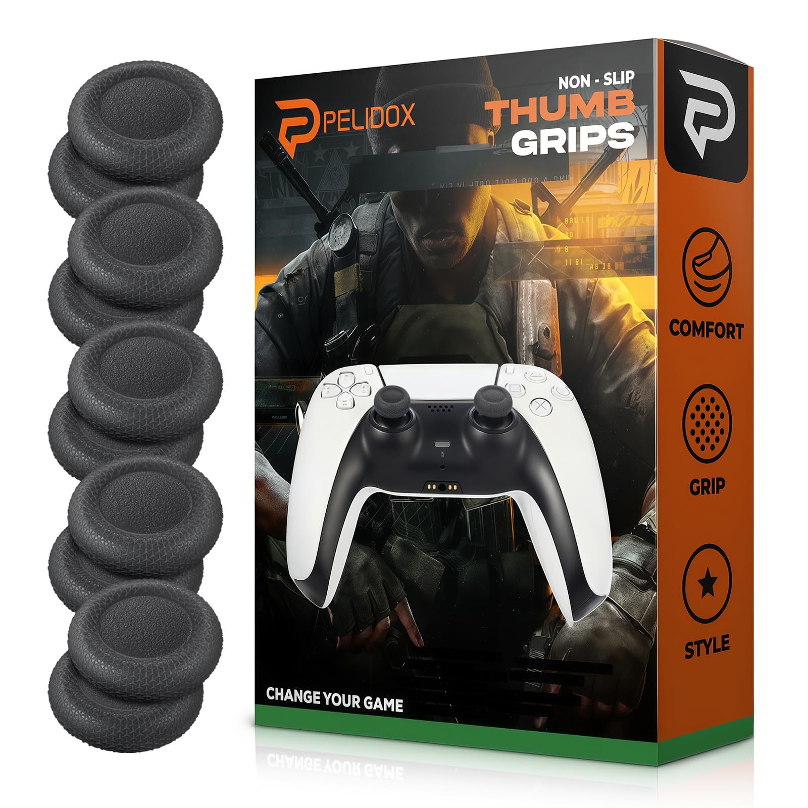 Photo 1 of 10 Pcs Joystick Replacement Grip Caps for PS4 PS5 Controller - Same Pattern Like Original - Non-Slip Thumbstick Thumb Stick Accessories Parts for Dualshock 4, Dual Sense, Dualsense Edge
