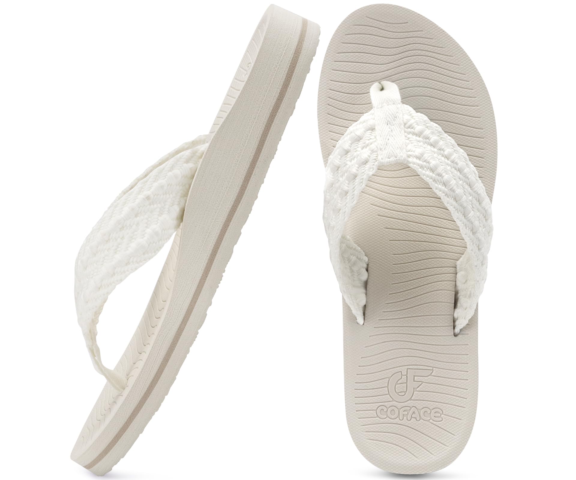 COFACE Womens Orthopedic Flip Flops Comfortable Orthotic Sandals Cushion Recovery Plantar Fasciitis Walking Slip On Ladies Flip Flops for Woman Size 5