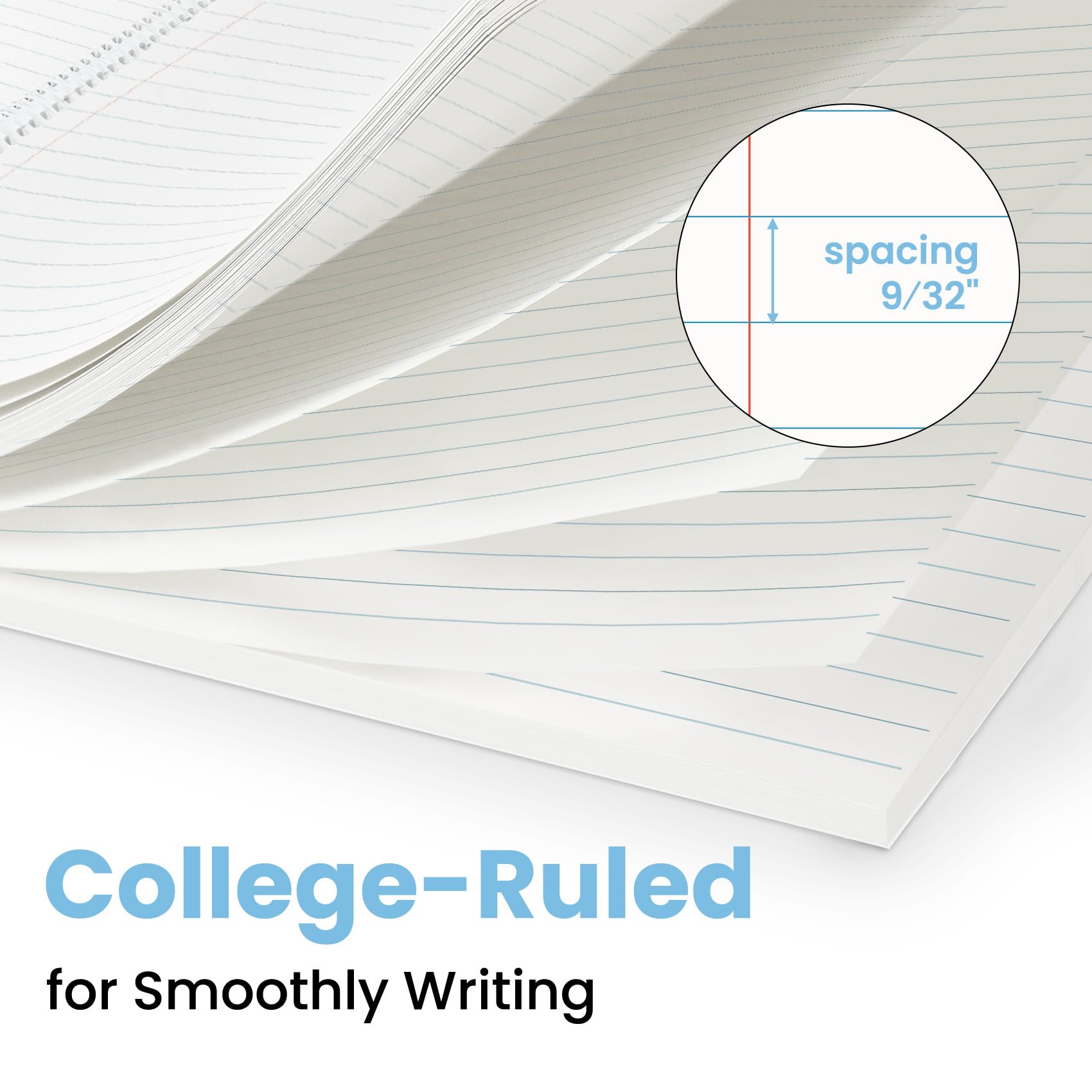 Taja Spiral Notebooks College Ruled, 4 Pack, 8" x 10-1/2", 140 Pages (70 Sheets), 3-Hole Punched Paper, Assorted Pastel Colors, 1-Subject Notebooks for School, Office, and Home Writing, Blue & Green - Image 2