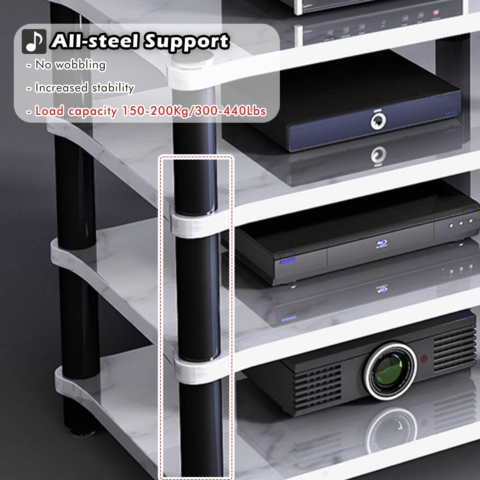 Szafka stereo podwójny szeroki stojak na nośniki AV |HEAVE ROZRYWKA - AKCESORIA Wyświetlacz |Idealny do stereo/wzmacniacza/odtwarzacza DVD/TV |Home Stereo Component Corner TV Stand (120x5 szeroki)