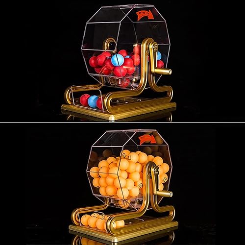Miniatura 5 de Máquina manual de lotería, selector de números de bola de manivela, incluye jaula de bingo de acrílico, bola de 100 piezas, juego de bingo de