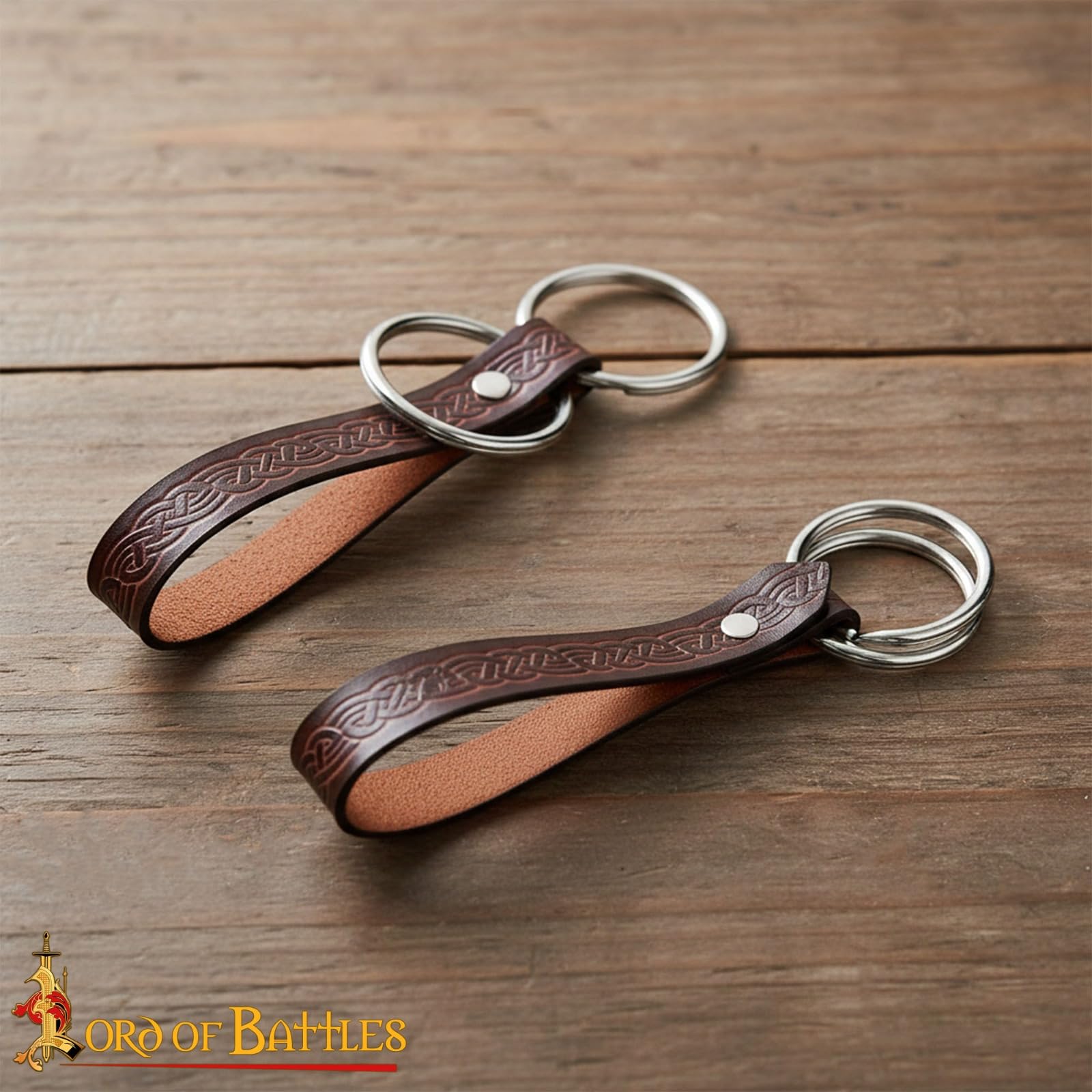 Lord of Battles 2pcs Skirt Hikes Handmade 100% Full Grain Leather Waist Skirt Hoops Accessory for Renaissance, Cosplay (Brown) - Image 3