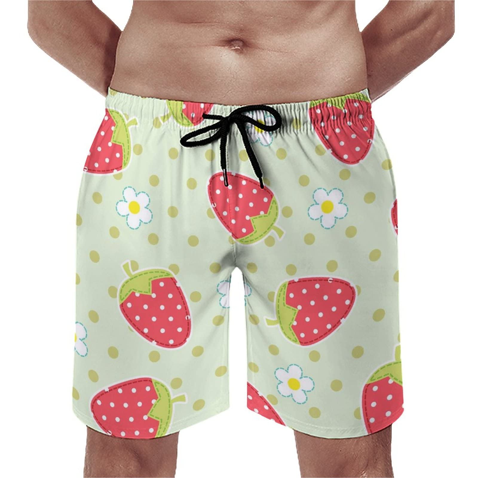 Amazon.co.jp: サーフパンツ 果物 苺 イチゴ柄 ハット柄 メンズ 水着 