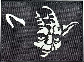 Glow in Dark Tactical Patch Yoda Military Morale Embroidered Patch Fastener Hook & Loop Emblem (Master Yoda)