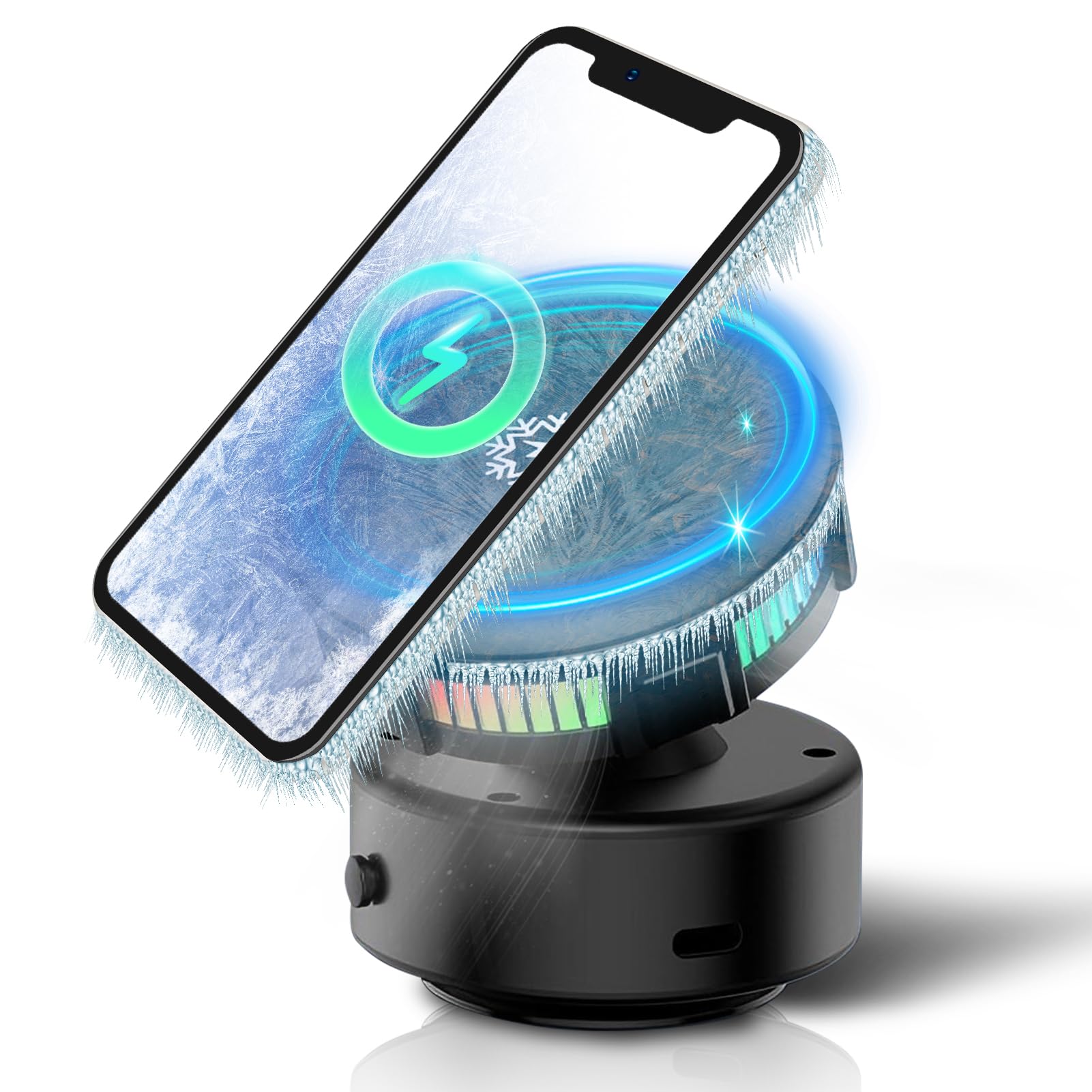 WODHMIEY Supporto Magnetico Sottovuoto Per Telefono Da Auto Con Rotazione A 360°, Design Double Face: Magnete E Vuoto, Adatto Per Auto, Case,Adatto Per metalliche (Argento, Raffreddato)