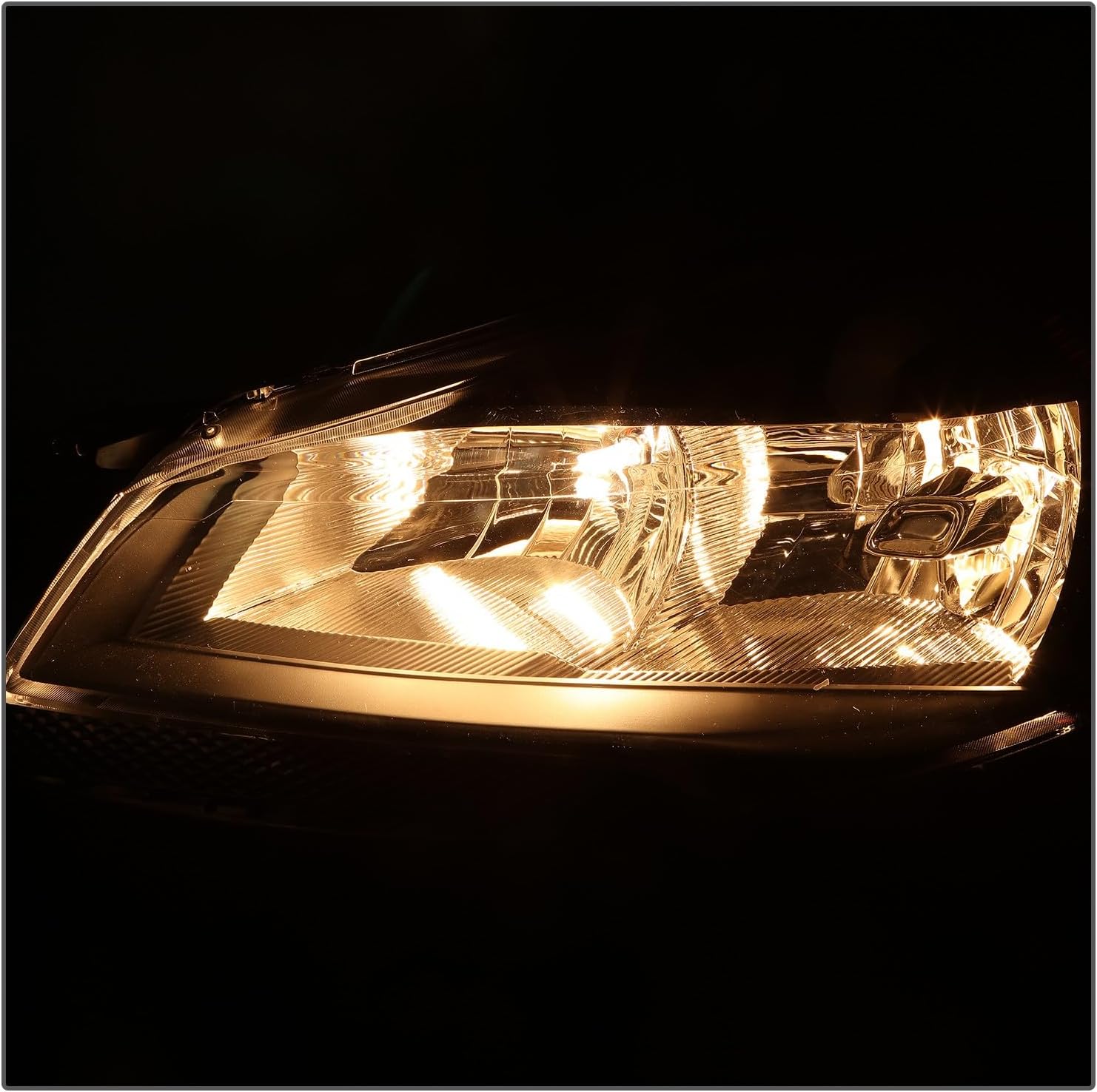 DNA MOTORING Headlight Assembly Compatible With 2013-2016 Ford Escape, Driver & Passenger Side, Black/Amber, HL-OH-FESC13-BK-AM