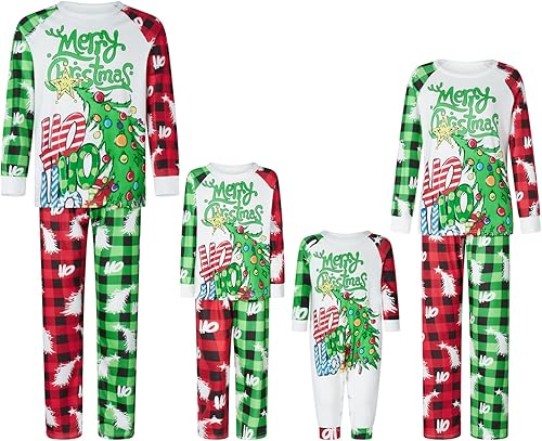 WakeUple Pijamas de Navidad para la familia, conjuntos de pijamas de Navidad a juego 2023 a 2024, pijamas familiares de Navidad