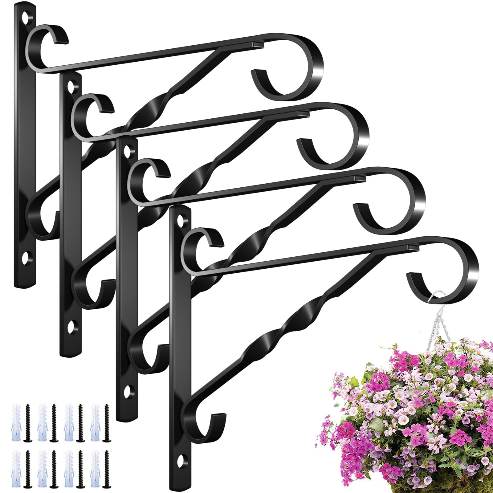 AMAGABELI 4 Pack Hanging Plant Brackets