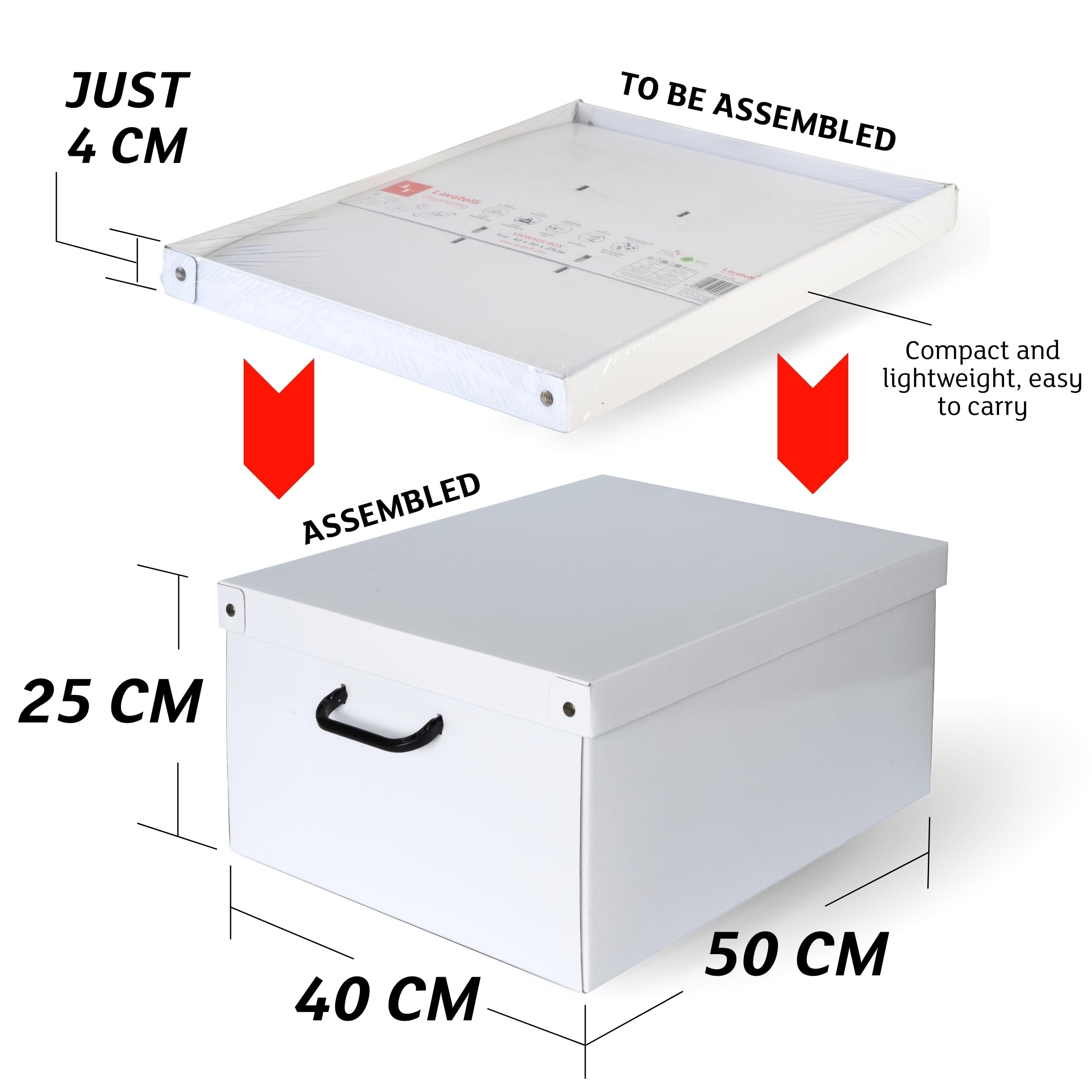 Set aus 6 Aufbewahrungsboxen mit Deckel – Große Kleiderboxen aus Karton 40x50x25 cm – Robust, leicht zu montieren, mit Tragegriffen – Perfekt für Kleiderschrank & Saisonwechsel Braun