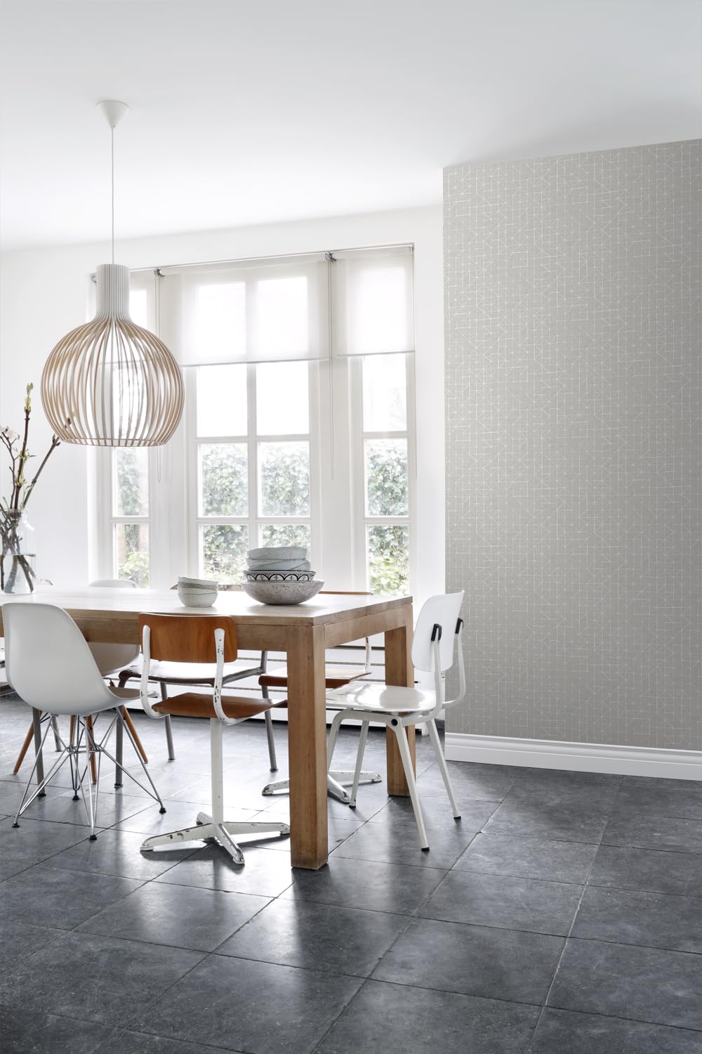 Esta Home papel pintado formas geométricas gris pardo 53 cm x 10.05 m