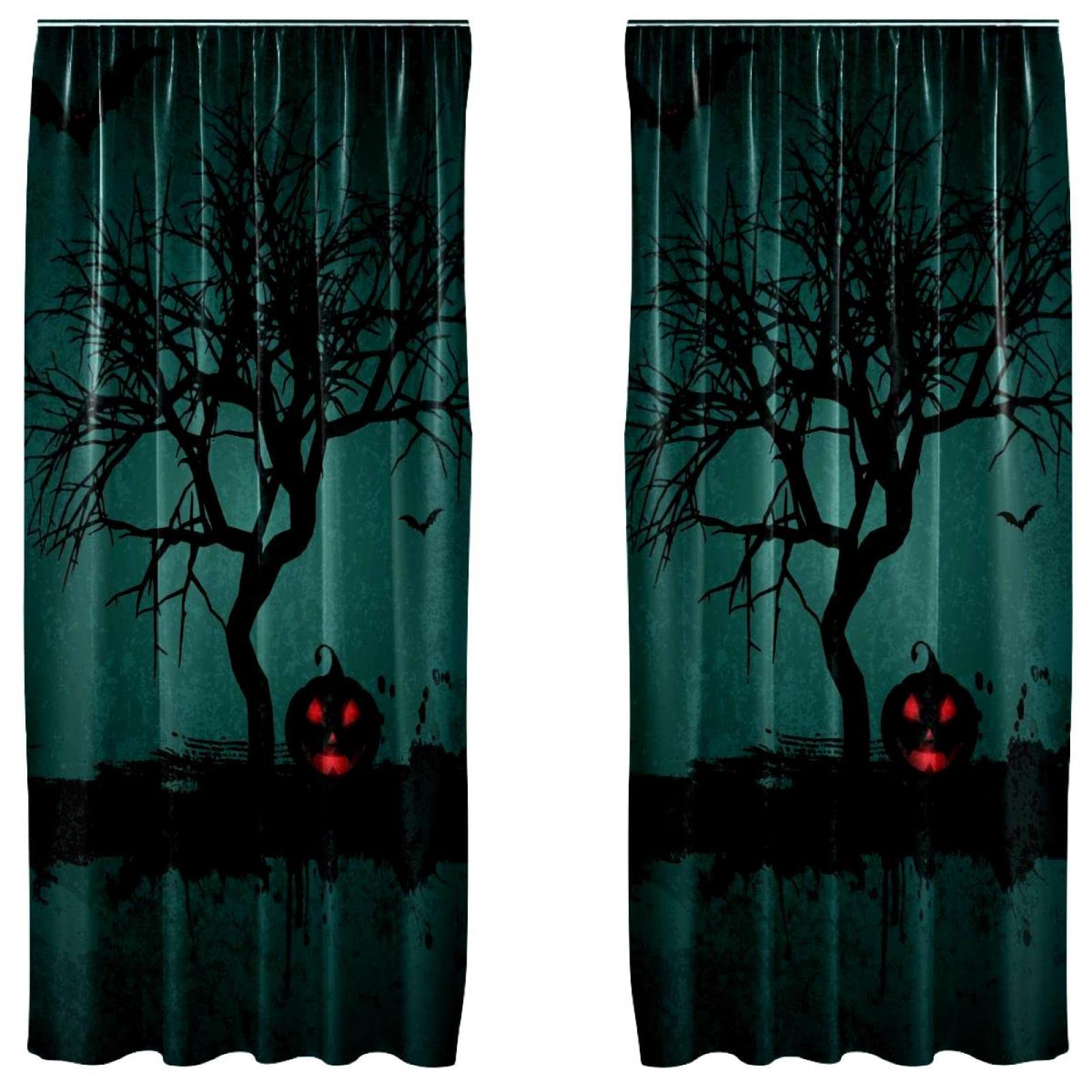 Rideaux citrouille Halloween voilage léger orange 140x213
