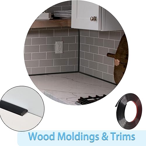 Miniatura 5 de WINTOPUS Moldura flexible de 16.4 pies, moldura y recorte de pared, moldura para despegar y pegar, moldura de espejo, moldura de pared para azulejos