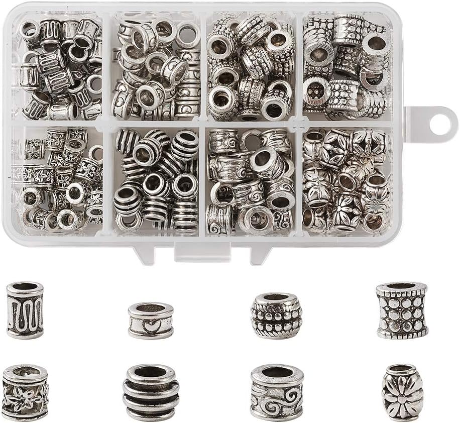 8 Styles, 190Pcs, Antique Silver