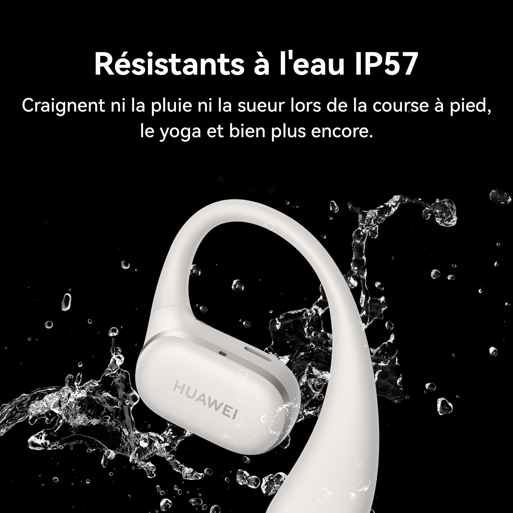 HUAWEI FreeArc écouteurs Ouverts, écouteurs sans Fil, Jusqu'à 28 h d'autonomie, Résistants à l'eau IP57, Ecouteurs pour Le Sport, Appels Ultra Stables, avec iOS, Android et Windows, Noir