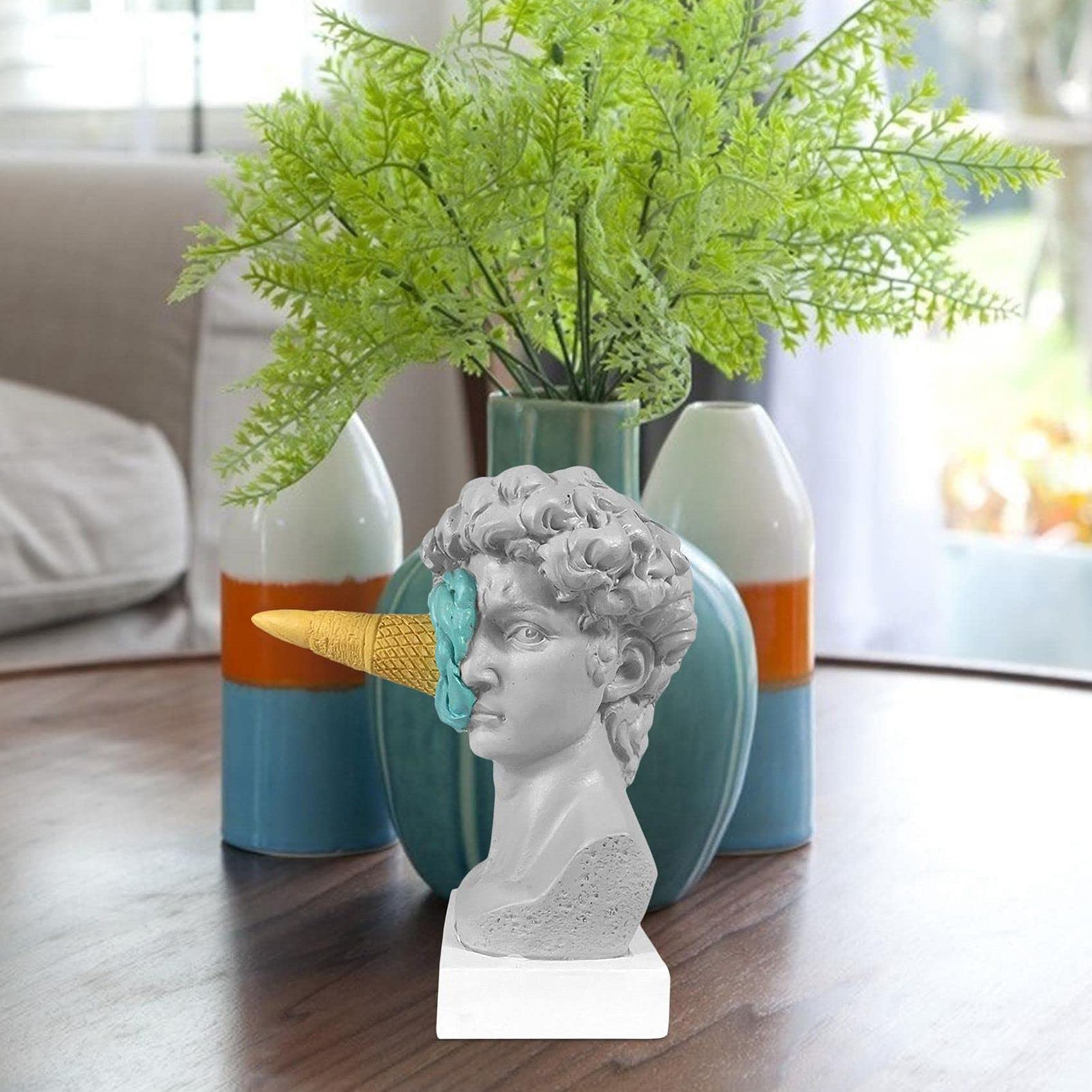 PRATYAHARA Ice Cream Smashing David Statua Europea Moderno Semplice David Busto Statua Camera Da Letto Soggiorno Portico Desktop Decor A