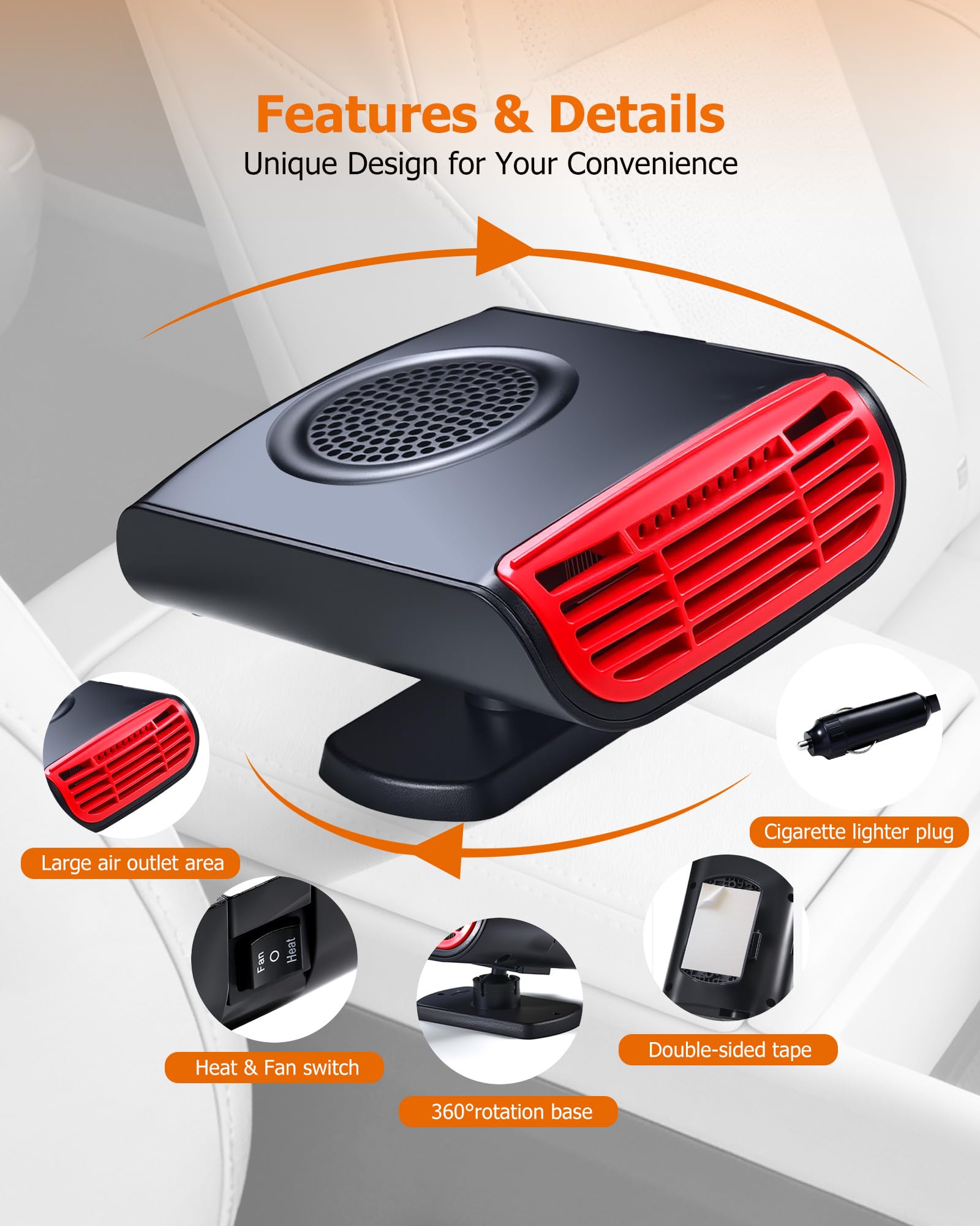 Amazon.com: Portable Car Heater For Vehicle 12V: Heater For Car That Plugs  Into Cigarette Lighter Window Defroster Dashboard Heater Portable Car Heater  Automotive Heaters Compact Quiet Extended Power Cord : Automotive