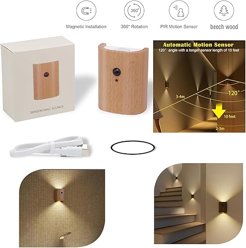 Miniatura 3 de Aplique de pared arriba hacia abajo, luces de pared con sensor LED, lámpara de pared moderna de 3000 K, para sala de estar, dormitorio, pasillo,