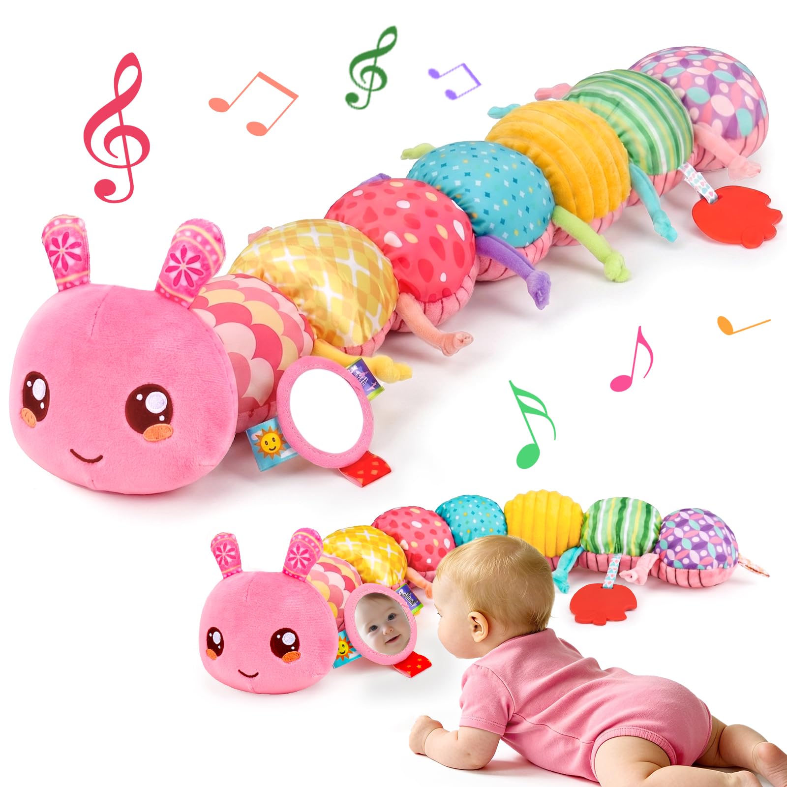 Thremhoo Musical Stuffed Caterpillar Pink