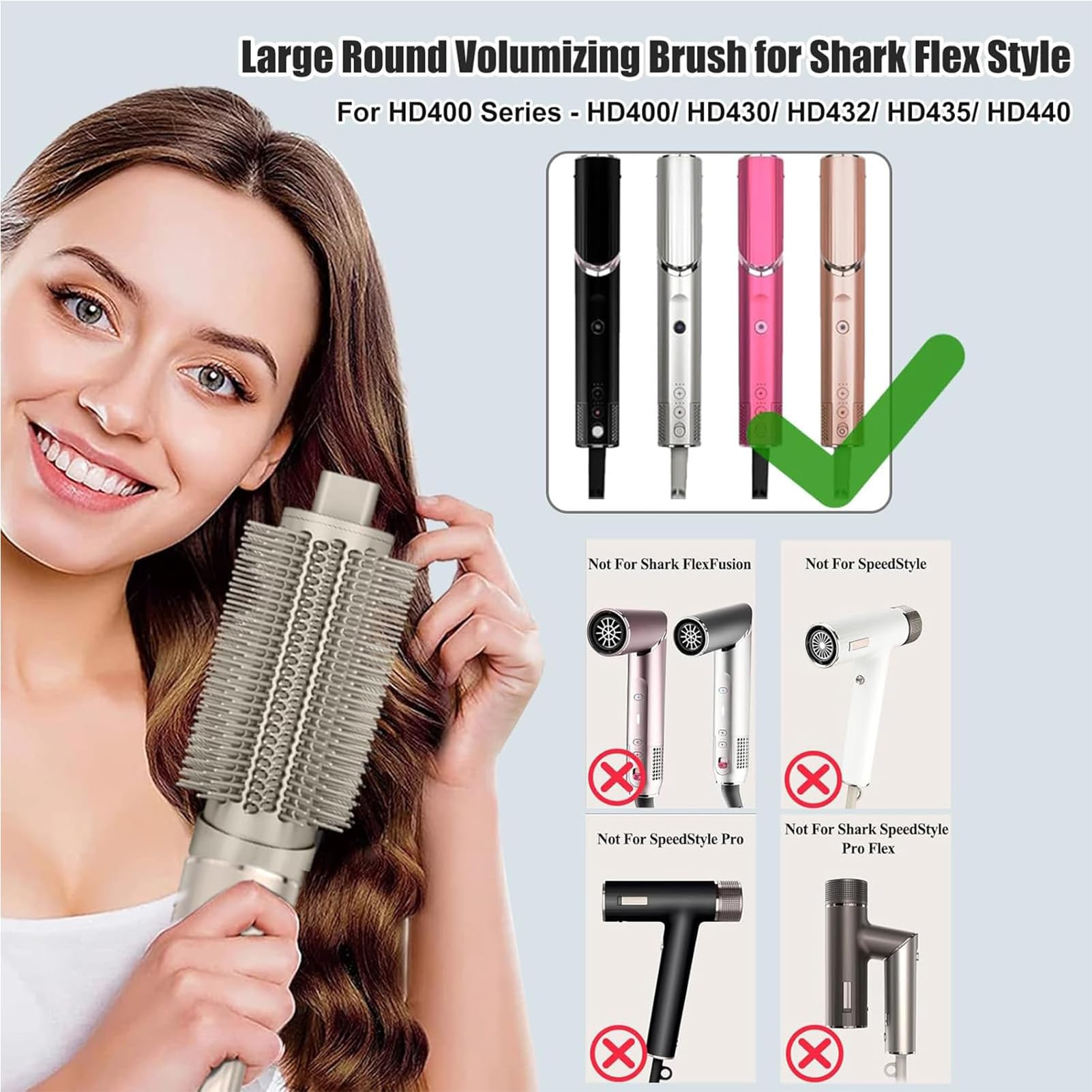 Chuancheng Barriles rizadores largos 2 en 1 y accesorios de cepillo voluminizador redondo para Shark FlexStyle, accesorio de rizadores de envoltura automática para rizos y ondas voluminosos