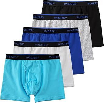 INNERSY Boys Underwear Stretchy Cotton Soft Boxer Briefs for 6-18 Teen Boys 5 Pack