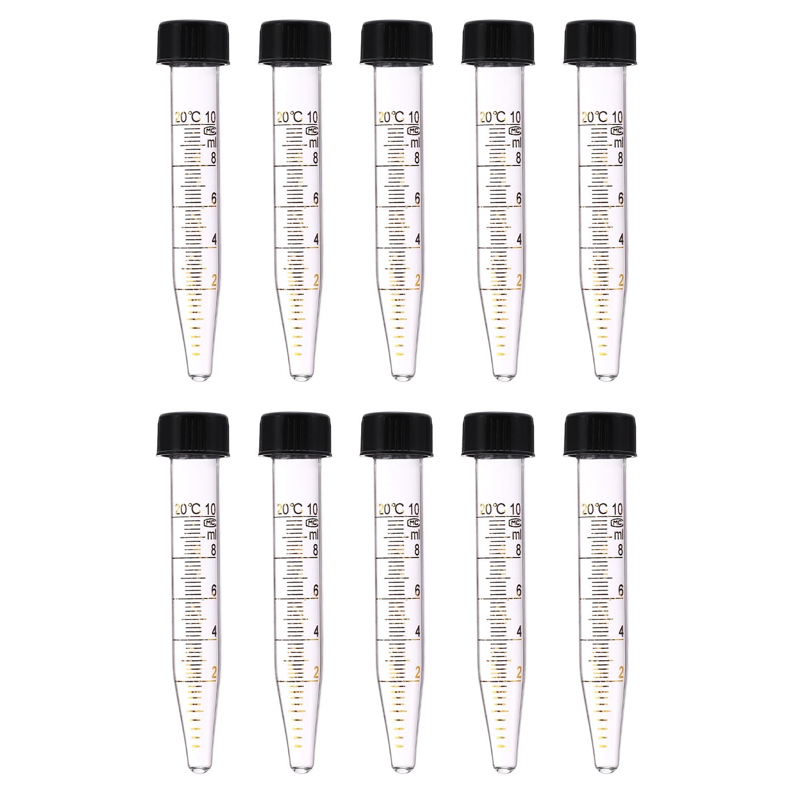 PATIKIL 10ml Provette, 10 Pezzi Vial In Vetro Graduati Con Tappo A Vite Fondo Conico Contenitore Per Conservazione Campioni Liquidi Laboratorio