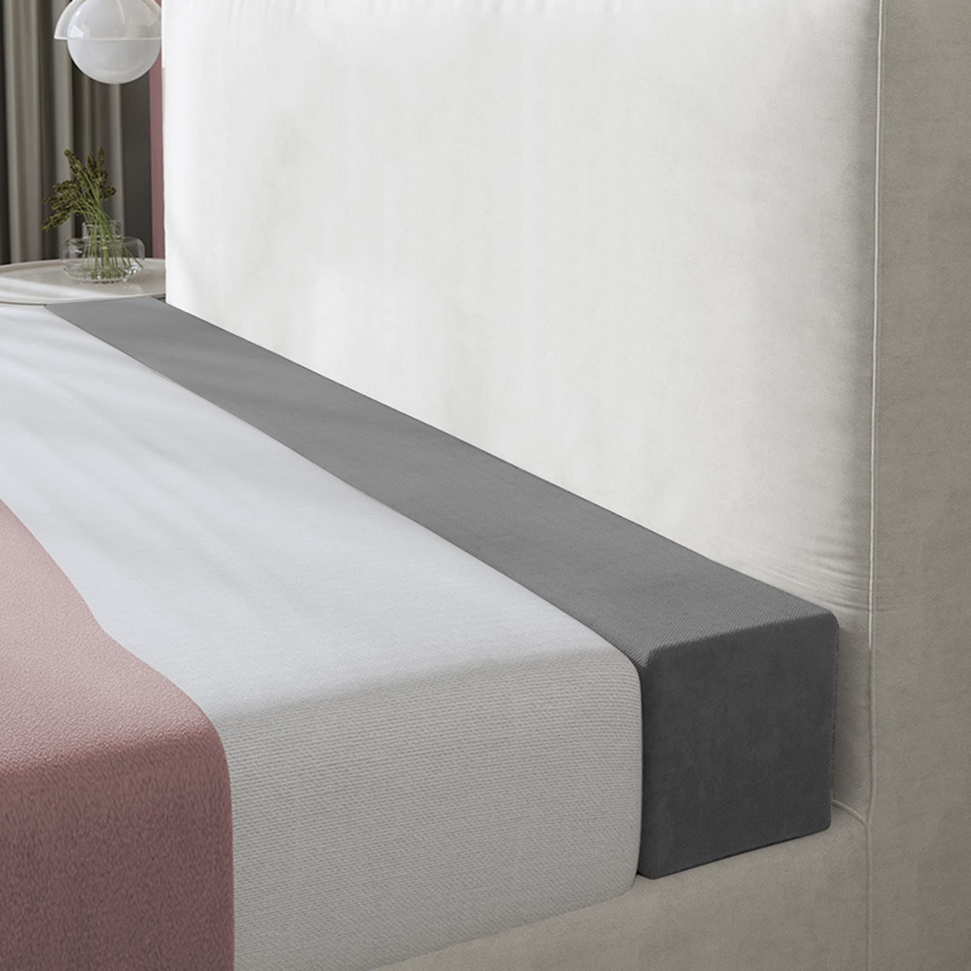 XIEMINLE Bed Mattress Gap Filler, Custom Size Sofa Bolster Armrest Cushion Headboard Pillow Bed Bridge Twin to King Bed, Bolster Pillow for Hotel/Family Gathering,120 * 8 * 8cm,Grey2