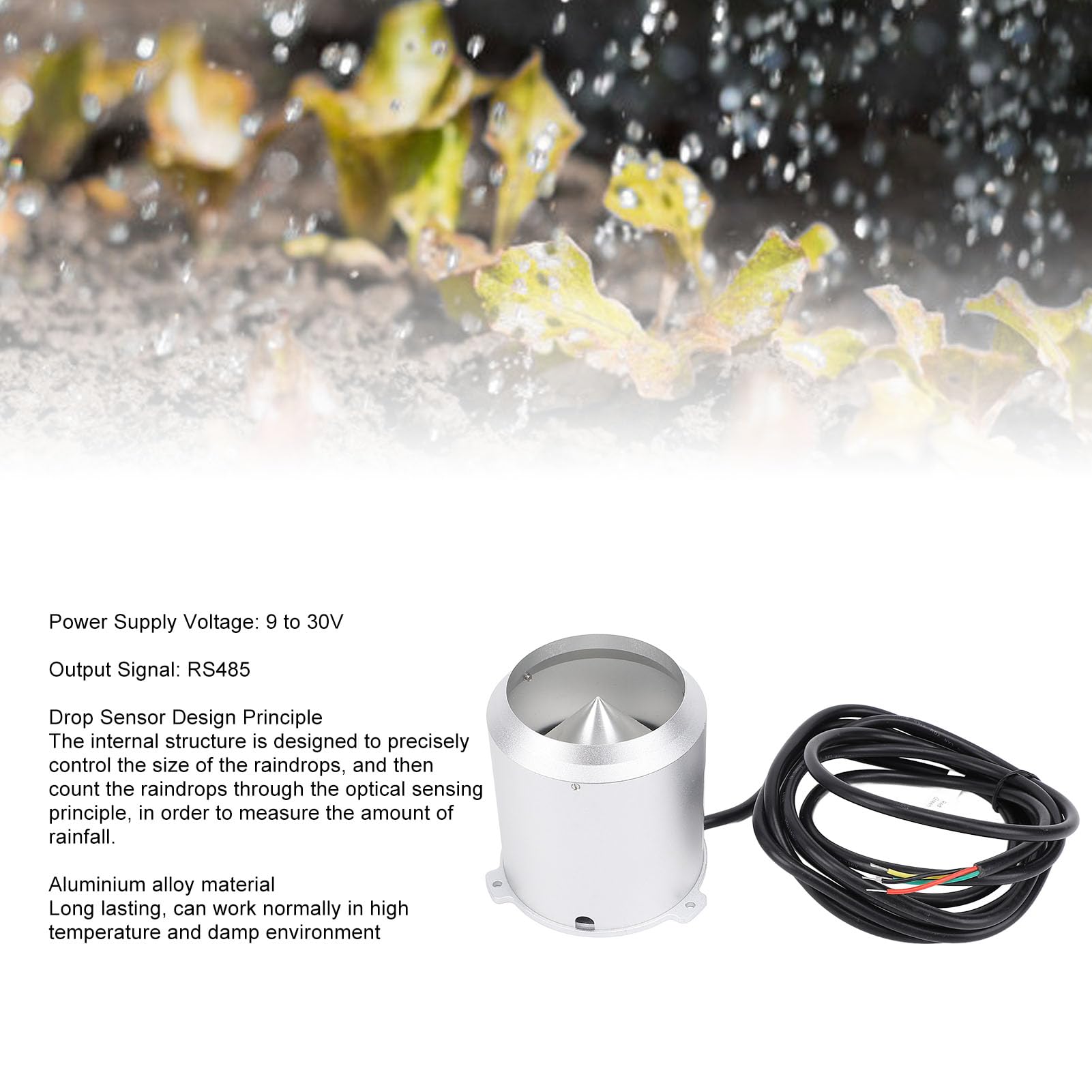 Pyhodi Capteur de Pluie, Capteur de Pluie RS485 IP65, Pluviomètre, Module de Capteur de quantité de Pluie, Système de Surveillance pour L' 9 à 30 V, Pluviomètre à Seau Basculant Simple