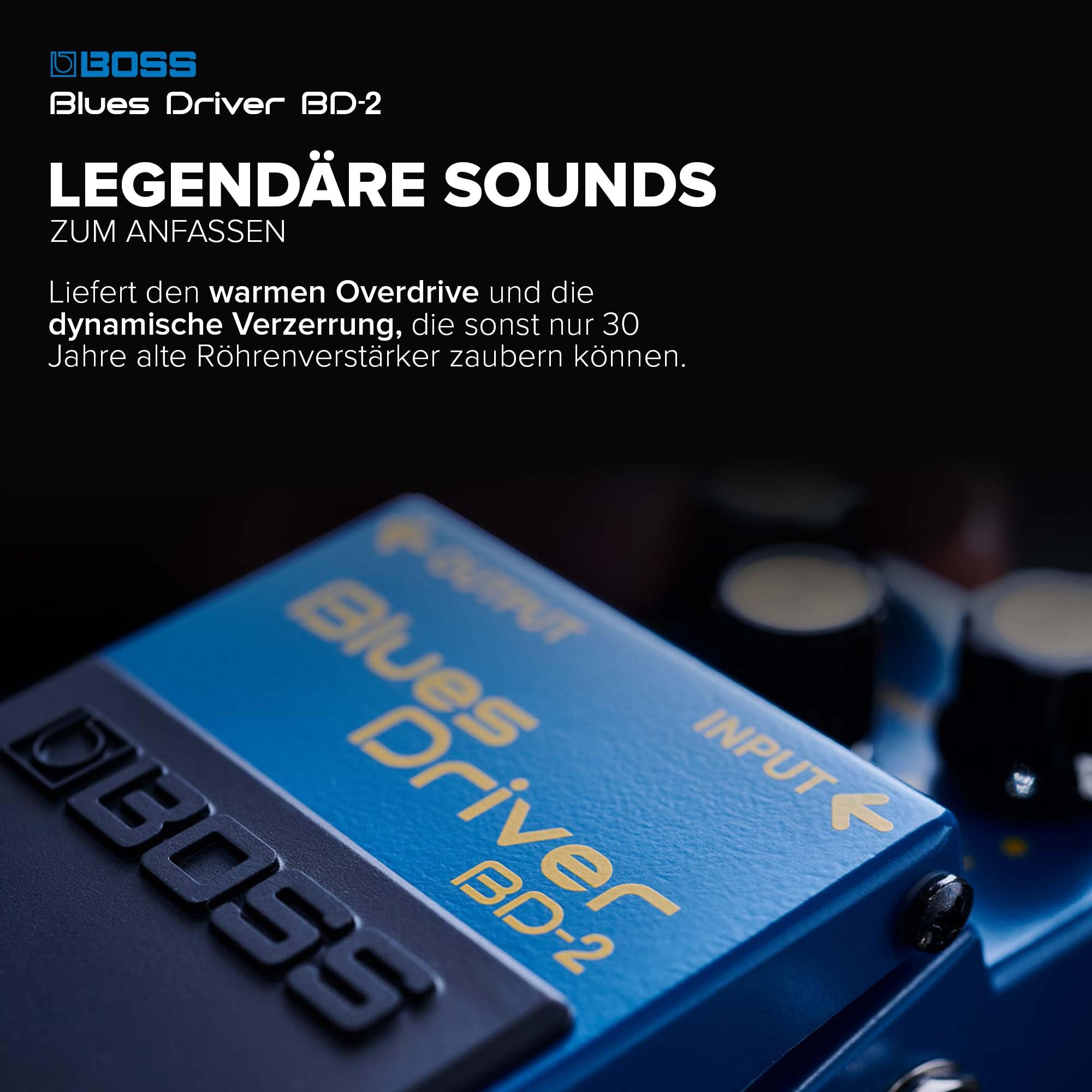 BOSS BD-2 Classic Blues Driver Pedal | Warme, erdige Gitarrensounds mit Tube-Amp-Simulation | Von Crunch bis Zerrung | Warmer Overdrive | Reagiert auf spielerische Nuancen und Lautstärkeänderungen