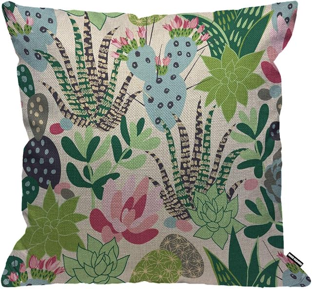 HGOD DESIGNS Cactus Cushion Cover,Succulents and Cactuses Throw Pillow Case Home Decorative for Men/Women Living Room Bedroom Sofa Chair 18X18 Inch Pillowcase 45X45cm