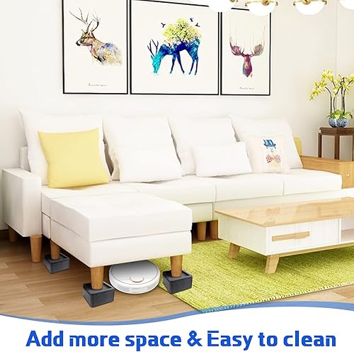 Miniatura 5 de Twakashic Elevadores de muebles de cama de gran tamaño, cuadrados resistentes, elevadores de 2 pulgadas, paquete de 4, se adaptan a patas de hasta