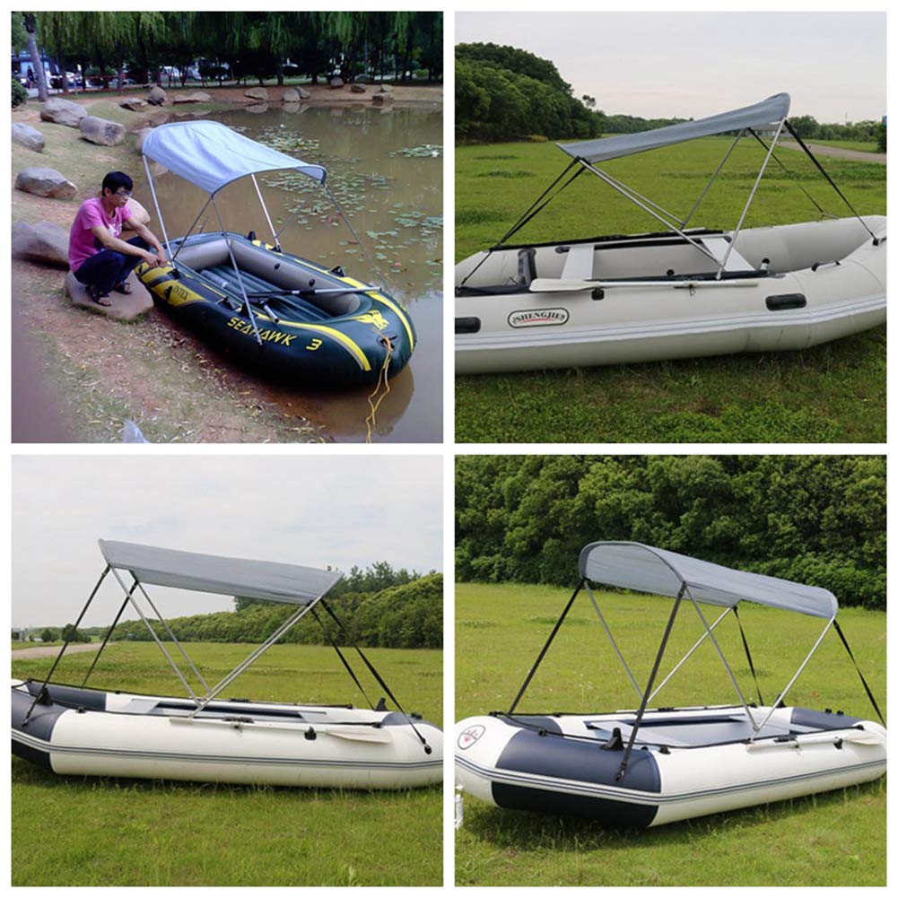 Telo copribarca Bimini Top, tendalino Parasole per gommoni da 2 a 5 Persone + Braccio di Supporto, 160 * 120 * 110 cm