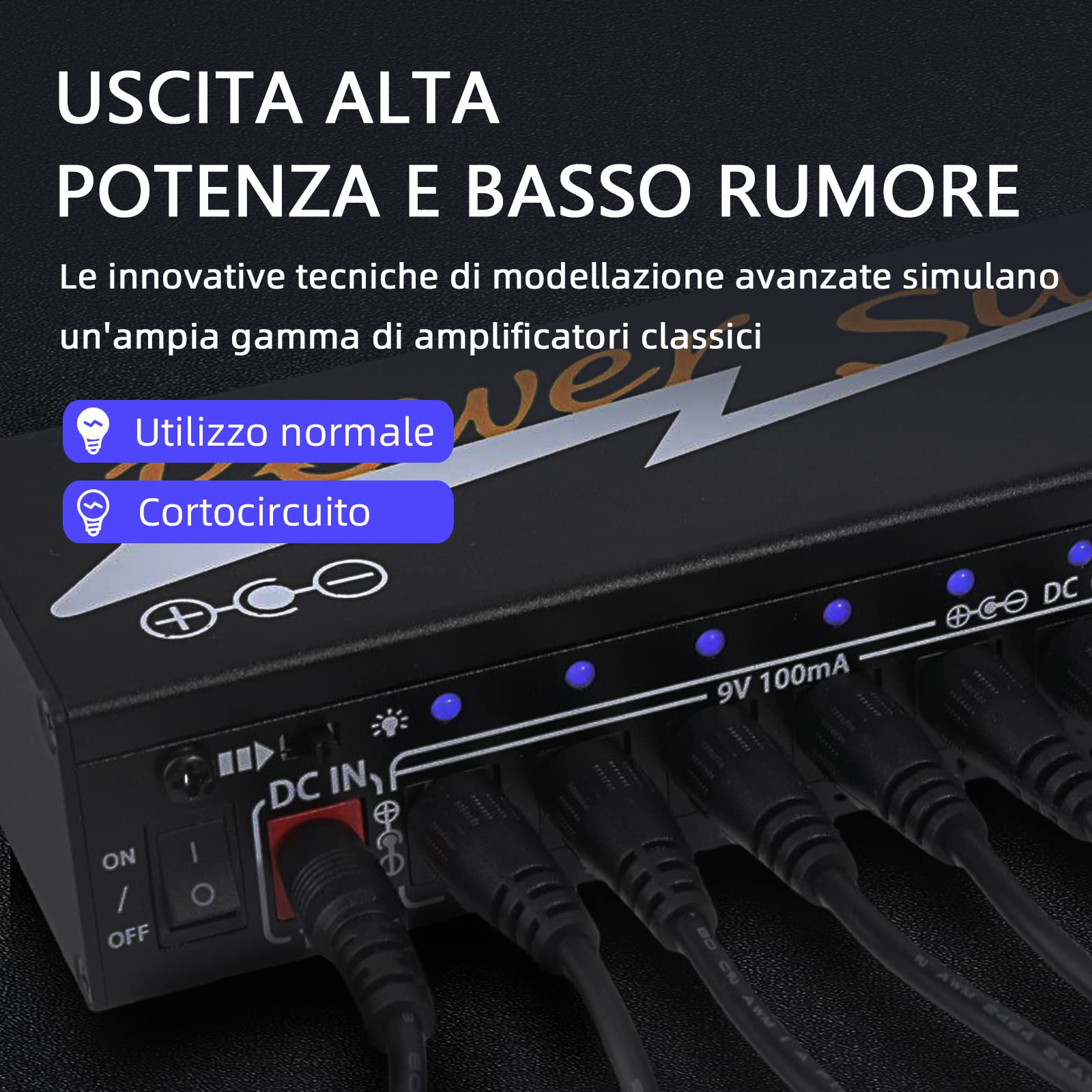 Alimentazione elettrica per pedali effetto chitarra 10 uscita DC isolata 9V/12V/18V con protezione separata di cortocircuito Adattatore EU