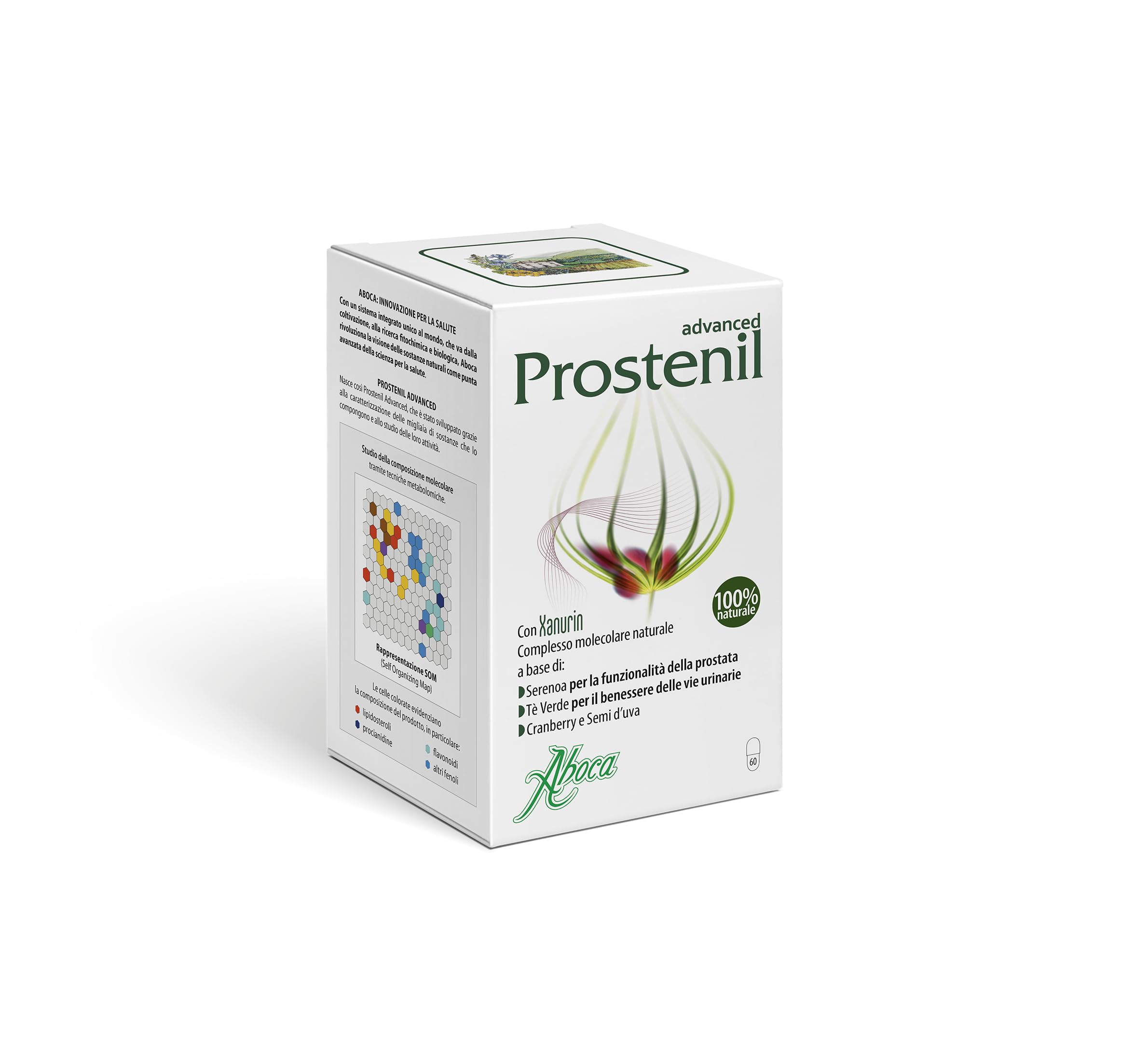 Aboca Prostenil Advanced 60 Capsule - Utile per la Funzionalità della Prostata e delle Vie Urinarie, a Base di Serenoa, Tè Verde, Cranberry e Semi d'Uva