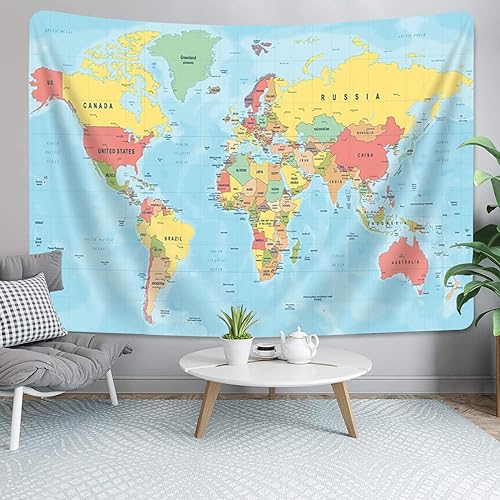 Miniatura 3 de Tapiz de mapa del mundo, Asia Europa, topografía de la ciudad del sur, Estados Unidos, África, Japón, tapices educativos para niños, estudiantes,