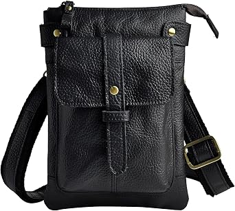 Leaokuu Mens Genuine Leather Fanny Small Messenger Shoulder Satchel Waist Bag Pack 8711