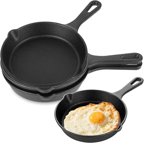 4 Pack Mini Cast Iron Skillet, 6 Inch Small Cast