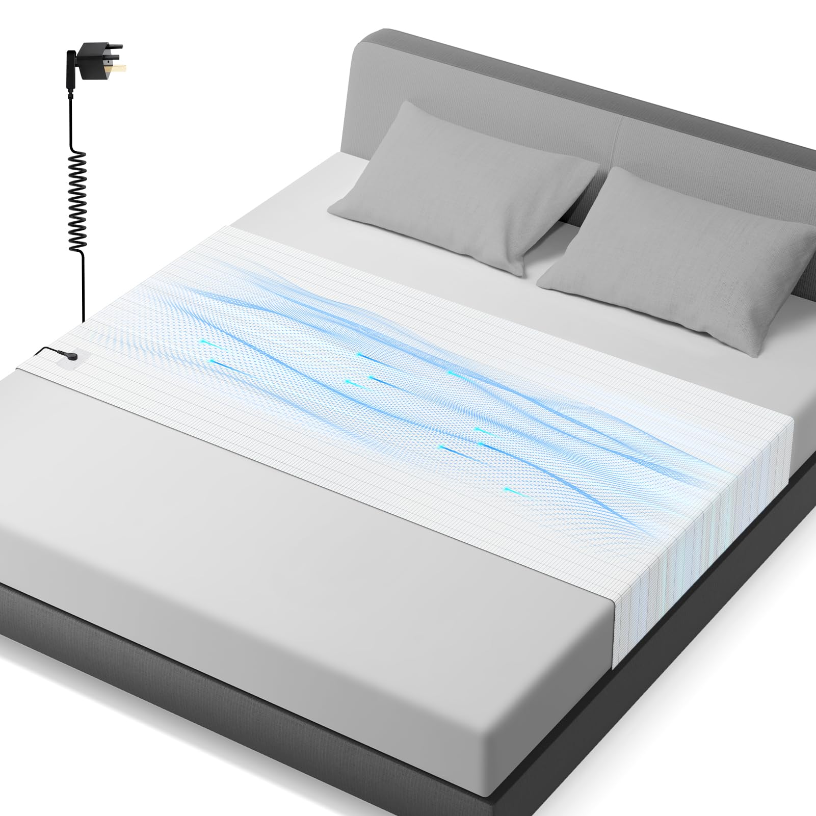 Warmiehomy Grounding Bed Sheet, Grounding Earthing Sheet UK, Earth Mat with 10% Silver Fiber and 90% Organic Cotton, Conductive Bed Sheets for Improving Sleep (Twin - 69 * 137cm)