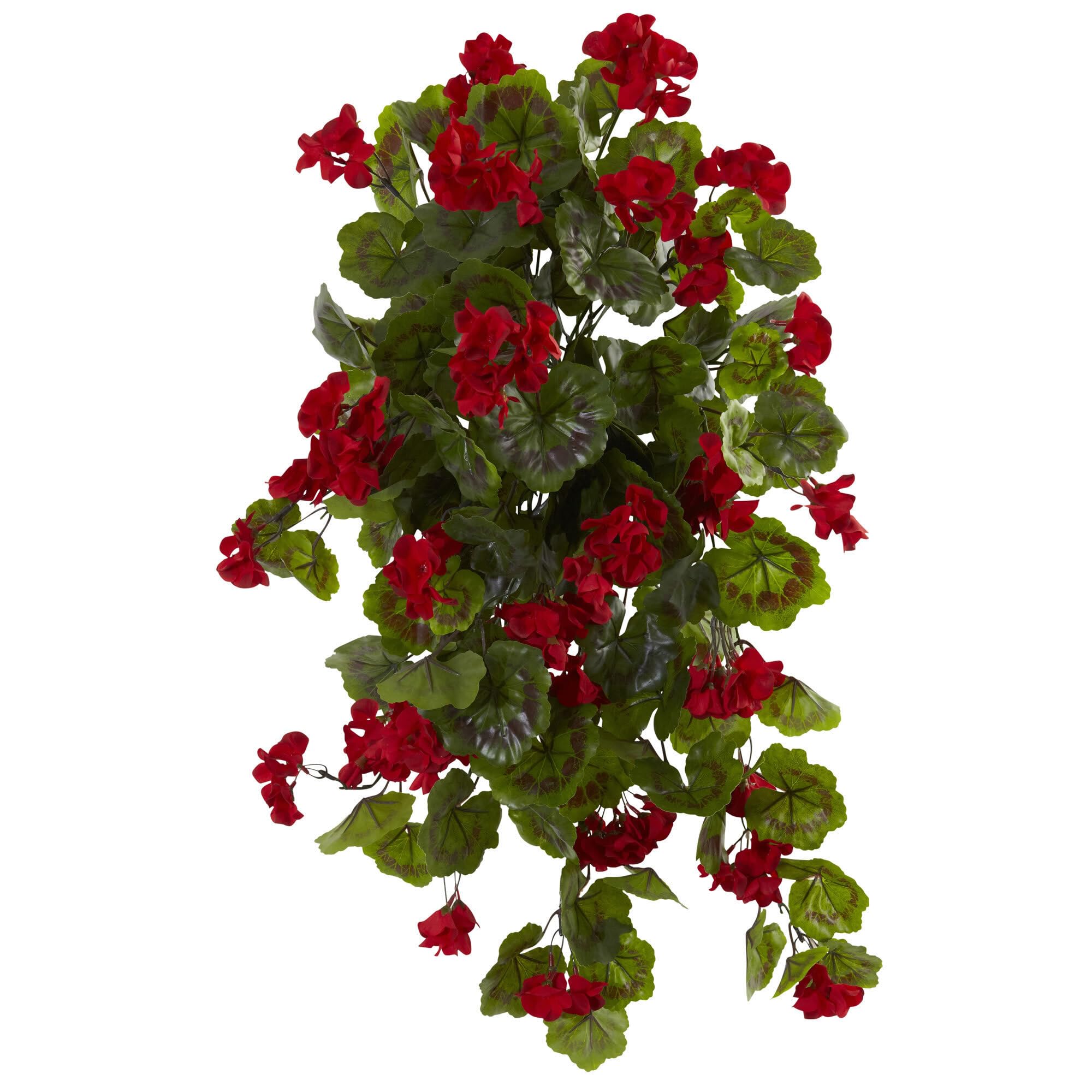 Géranium artificiel à suspendre 73cm Nearly Natural fleurs rouges lot de 2