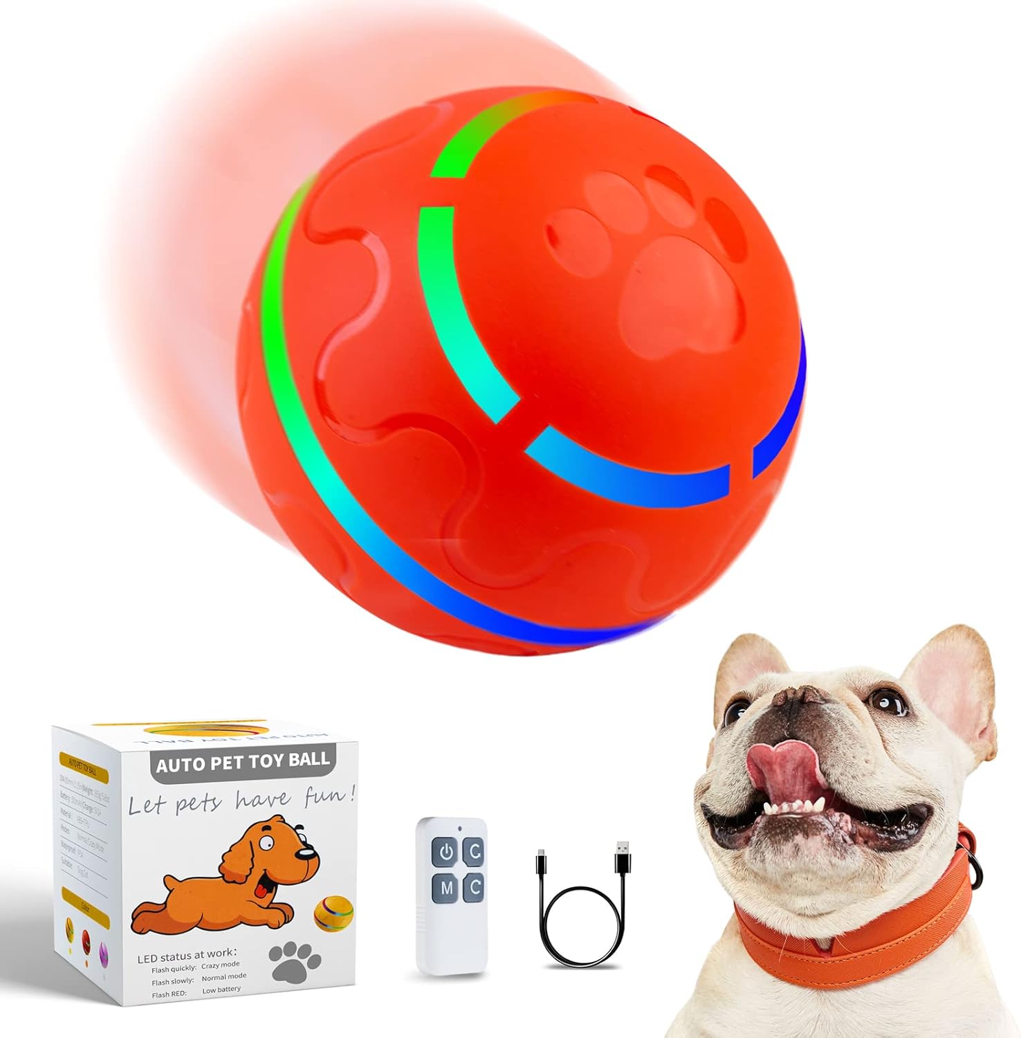 Pet Supplies SHAIINKOOW Smart Dog Toy Balls With LED Flash Lights