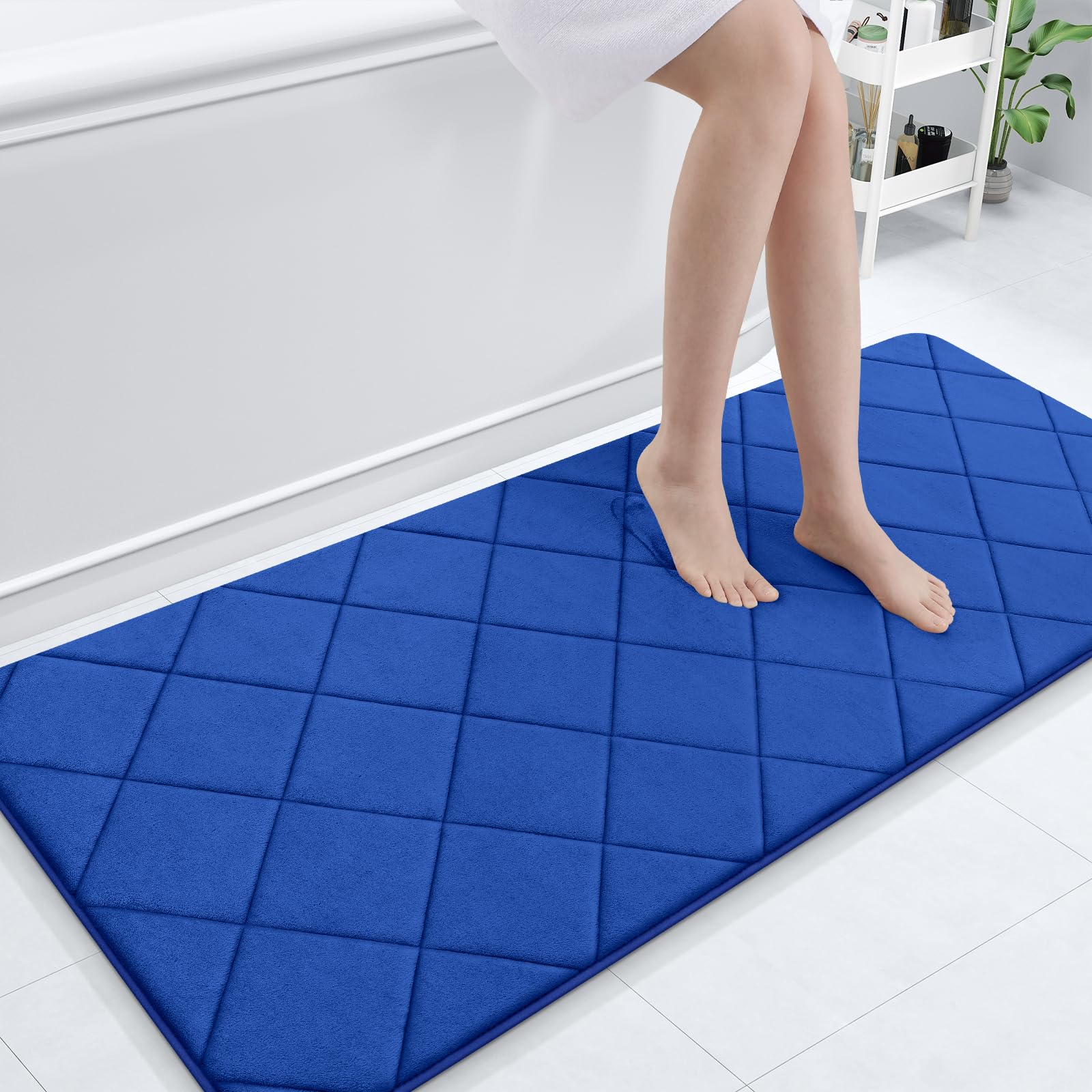 OLANLY Memory Foam Bath Mat 59x24, Ultra Soft and Absorbent Bathroom Rugs, Machine Washable, Comfortable Bath Carpet for Bathroom Floor, Tub and