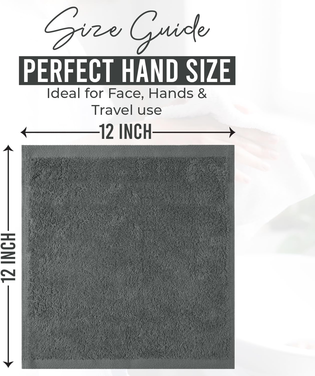 DAN RIVER 24 Pack Wash Cloths for Showering [12x12] - 100% Cotton Washcloths Premium Quality Flannel Face Cloths for Bathroom, Highly Absorbent and Soft Feel Wash Clothes, Grey & White