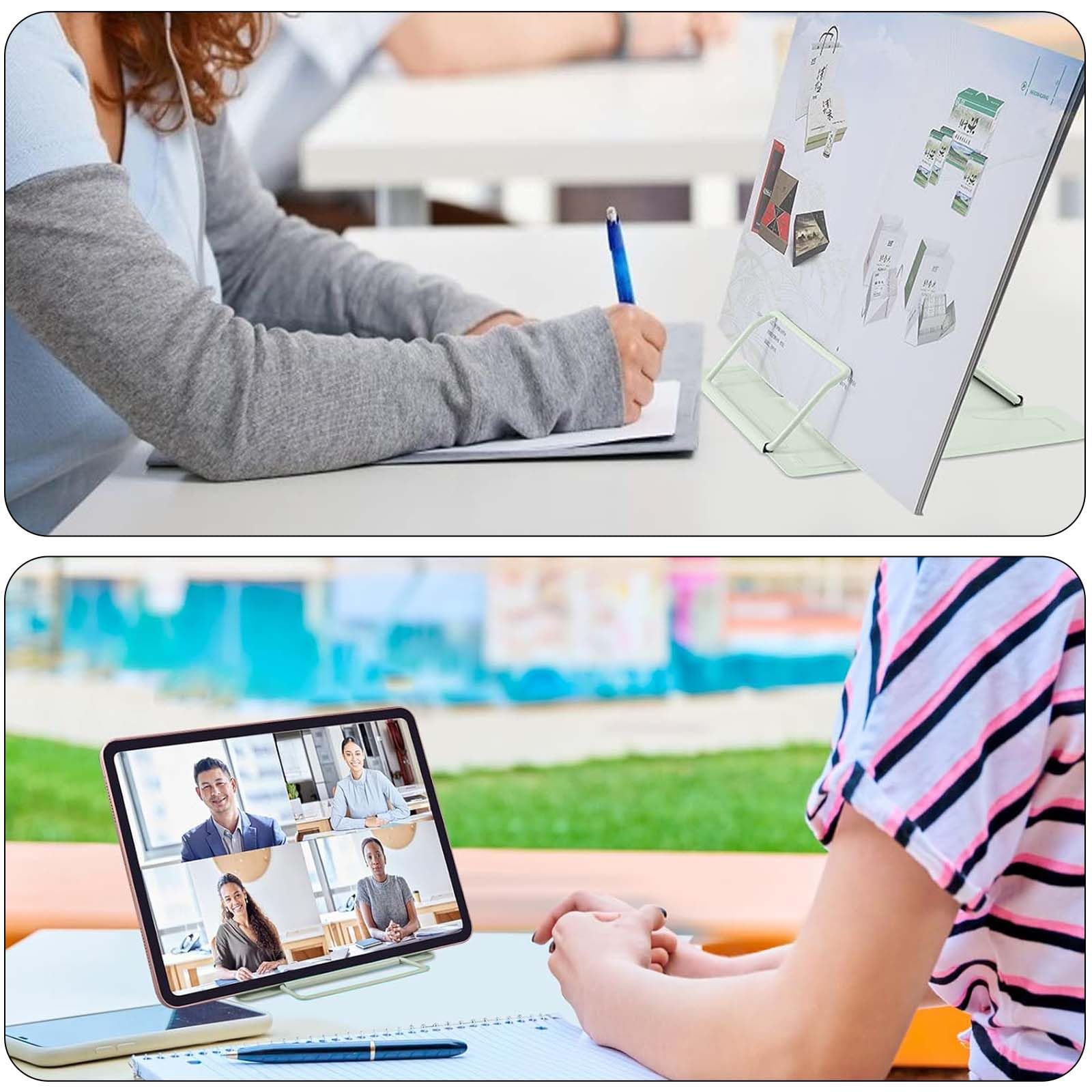 Leggio da Tavolo in Metallo Regolabile 6 Posizioni per Libri Documenti Ricette iPad Verde