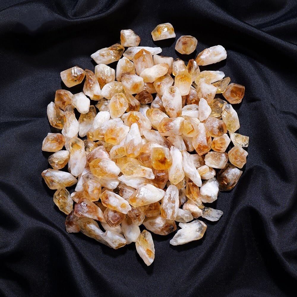MDBJTCYZN 50G Stone Citrine Tooth Raw Crystal Point Rough Yellow Quartz Jewelry DIY Home Decoration Ornaments