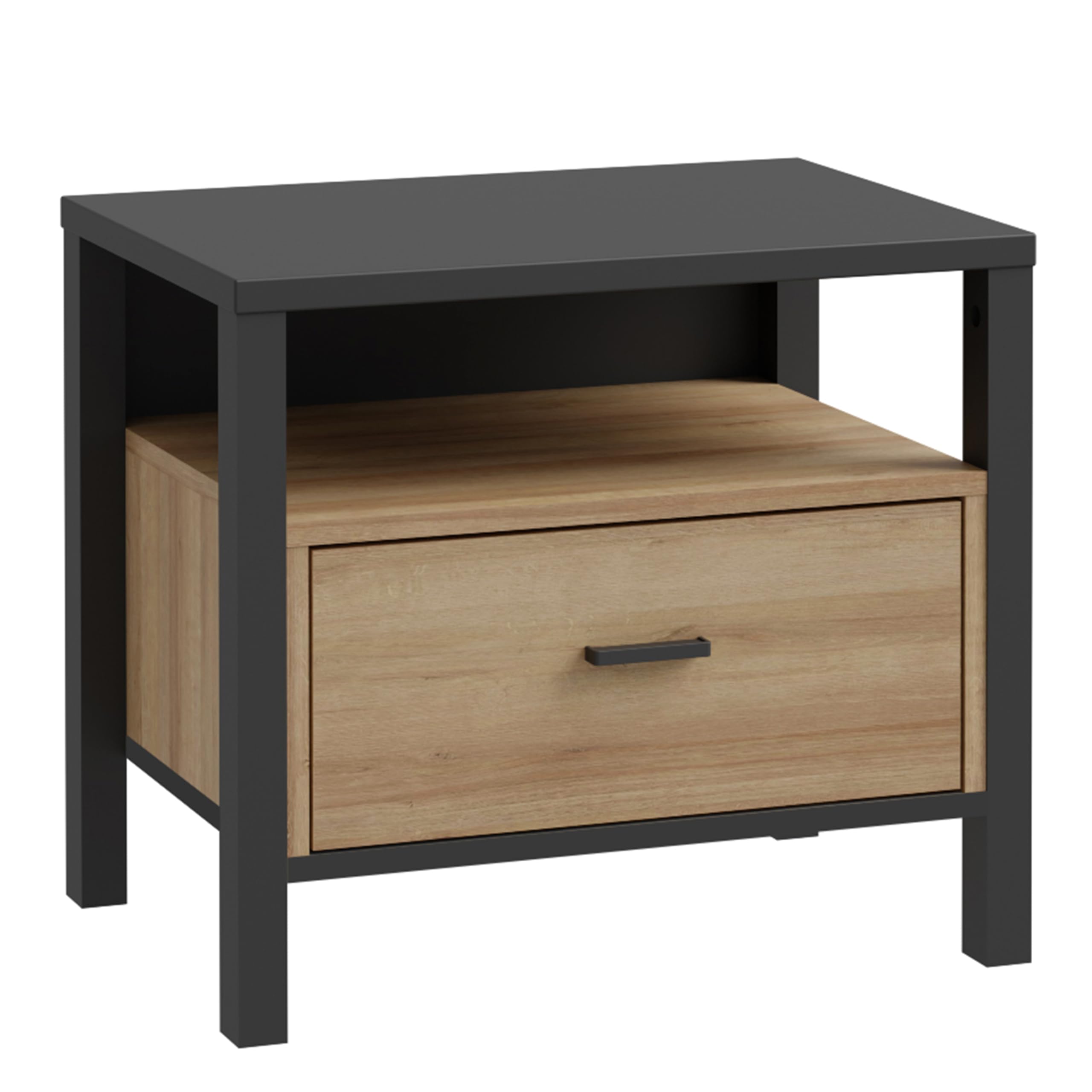 Furniture To Go | High Rock, Matt Black & Riviera Oak, Bedside