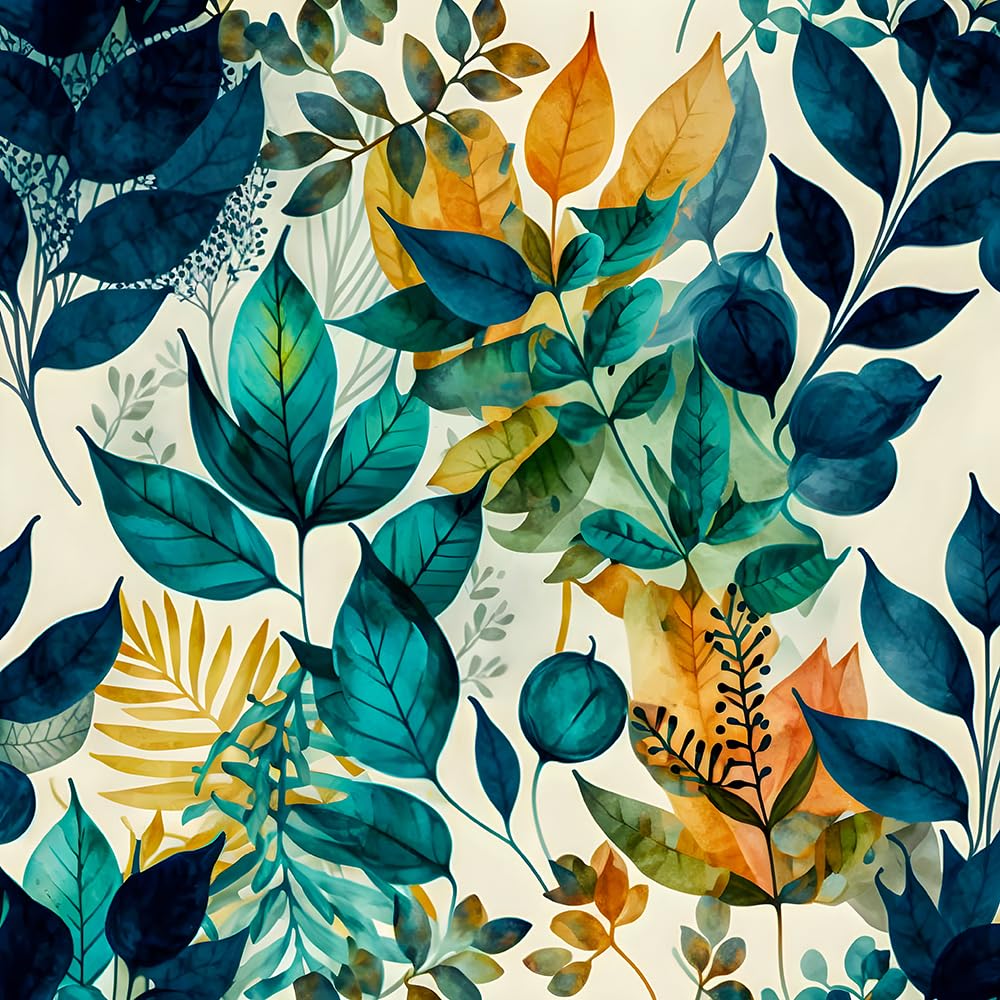 Redamancy Teal Green Boho Leaf Flower Modern Peel And Stick Wallpaper Vintage Wall Paper Stick On Contact Paper Easy Peel Off For Nightstand Drawer Renter Friendly 17.7"X236"