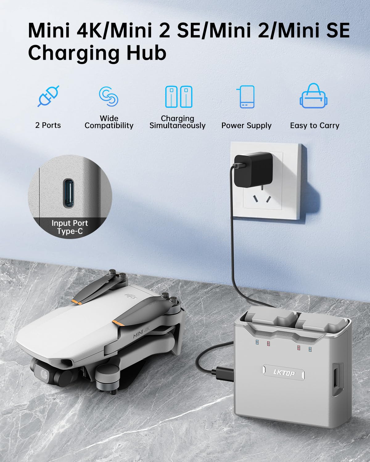 Carica DJI Mini 4K Battery Hubcharger - Dettaglio